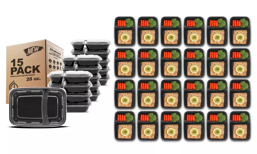 Meal Prep Bento Lunch Box, Food Storage Containers with Lids (30-Piece Set)