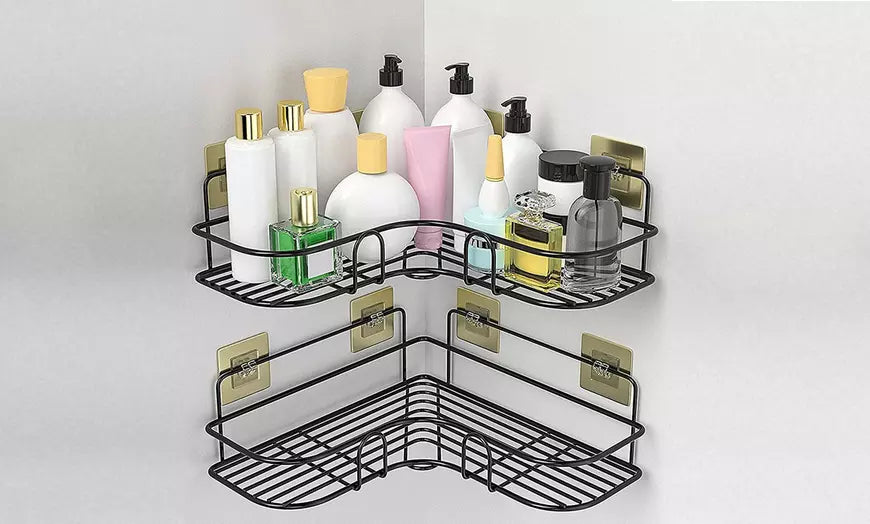 Shower Caddy Corner Bathroom Shelf Shower Rack w/ Adhesives (2-Pack)
