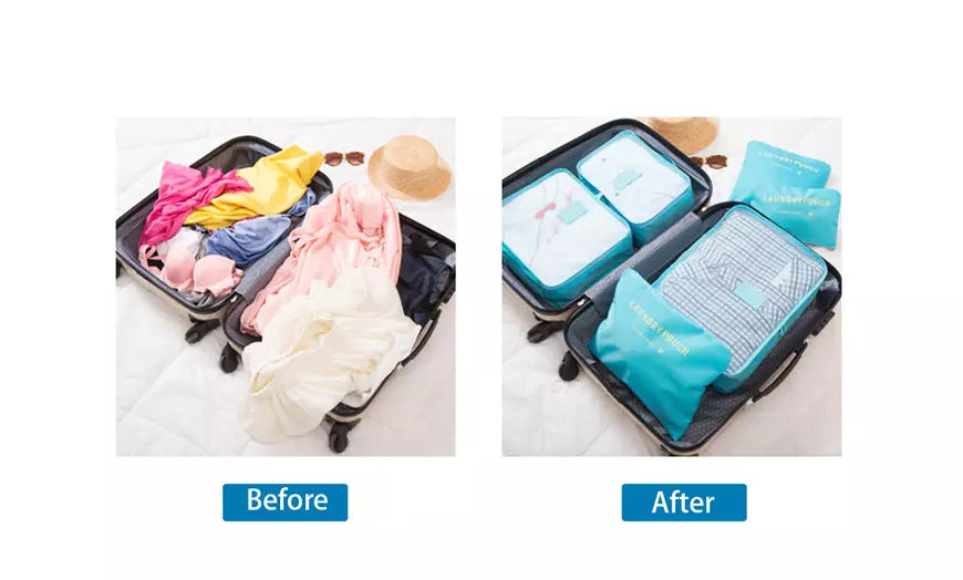 6pcs Waterproof Lightweight Travel Packing Cubes and Storage Organizer Bags