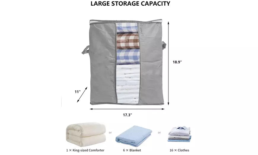 3 Pack Large Capacity Clothes Storage Bag Organizer with Reinforced Handle