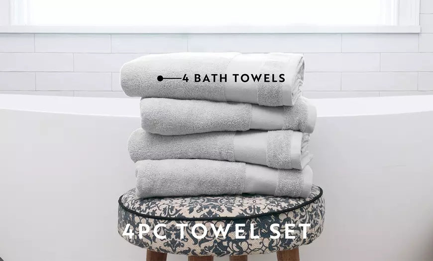 100% Cotton 4PC Bath Towel Set by Home Collection
