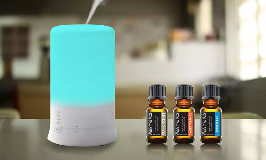 Aesthetics Ultrasonic Aroma Diffuser and Humidifier with Oil Set (9-Piece)