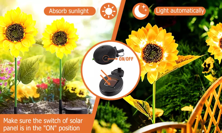 Solar Sunflower Outdoor Garden Stake Lights (2-, 6- or 8-Pcs)