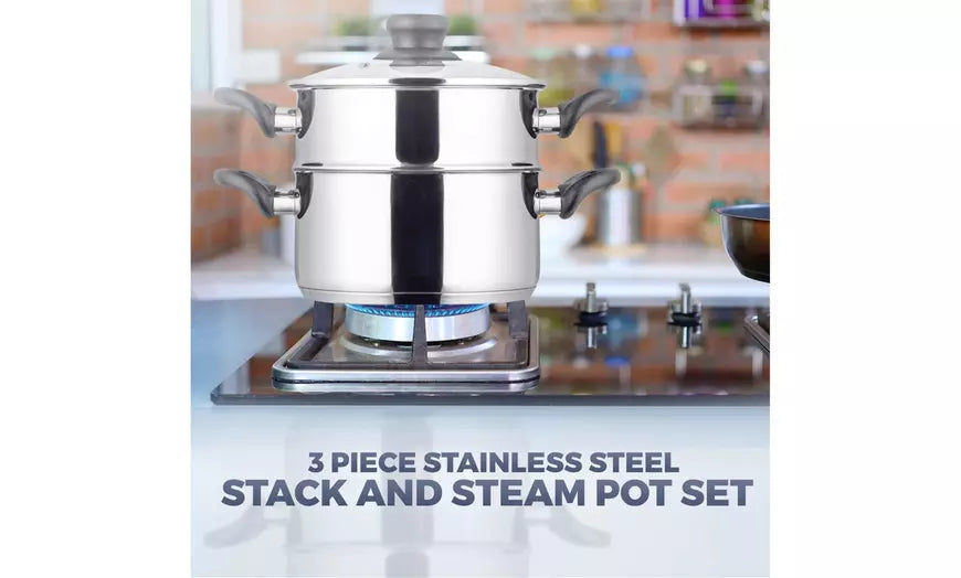 Steamer pot for Cooking, 3 Piece Steamer Cookware