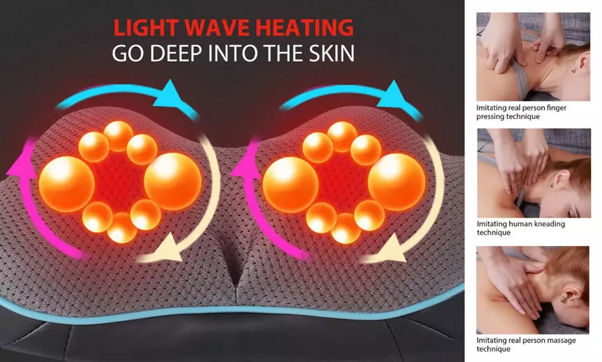 Shiatsu Neck & Shoulder Massager Deep Kneading Massage Pillow with Heat