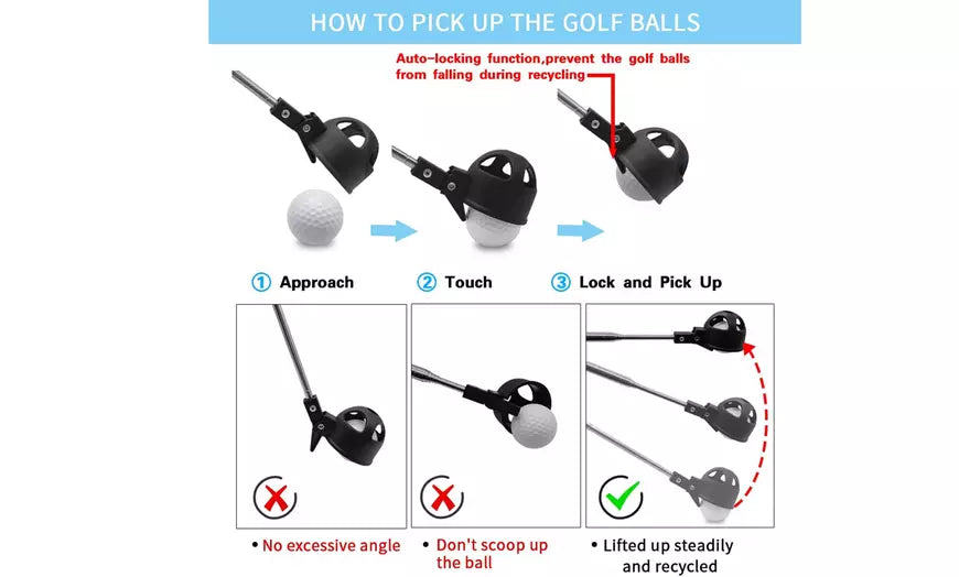 Telescopic Golf Ball Retriever Stainless Golf Ball Pick Up Scoop for Water