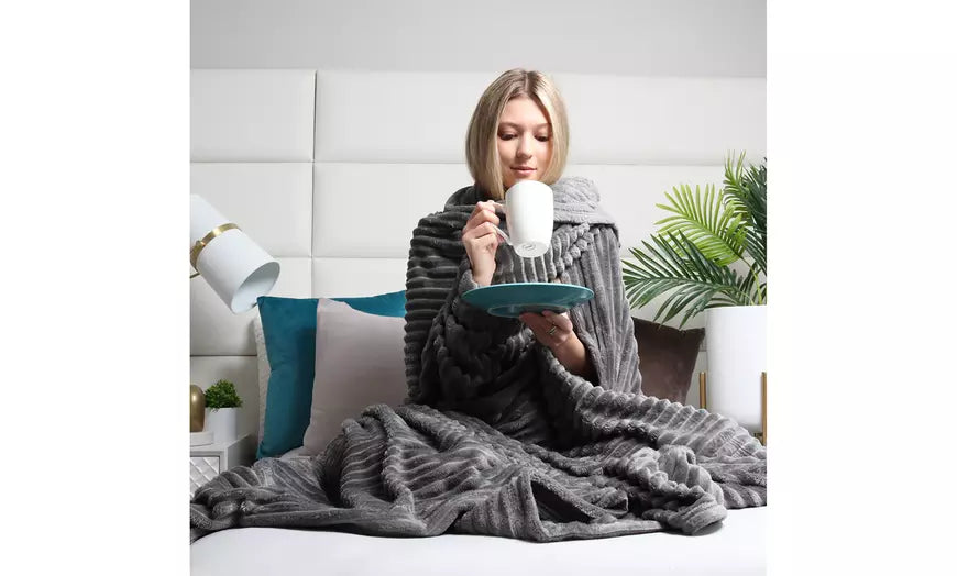 Nestl Cut Plush Fleece Throw Blanket - Super Soft Bed Blanket for Bed