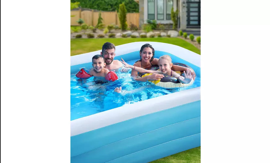 95" Inflatable Pool Rectangular Inflatable Swimming Pool Kids Baby Pool