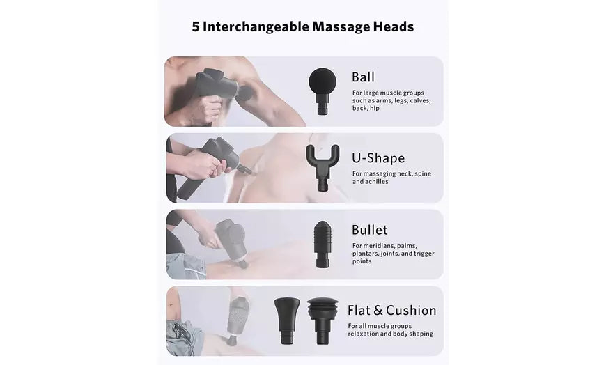 5 Heads Muscle Massage Gun Powerful Handheld Deep Tissue Percussion Massager