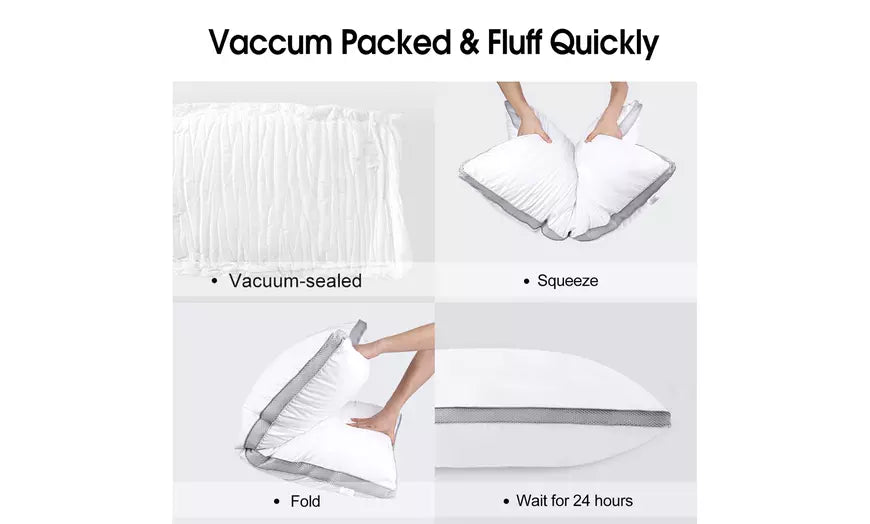 2 Pack Cotton Pillows Overstuffed Gusseted Down Alternative Bed Pillows