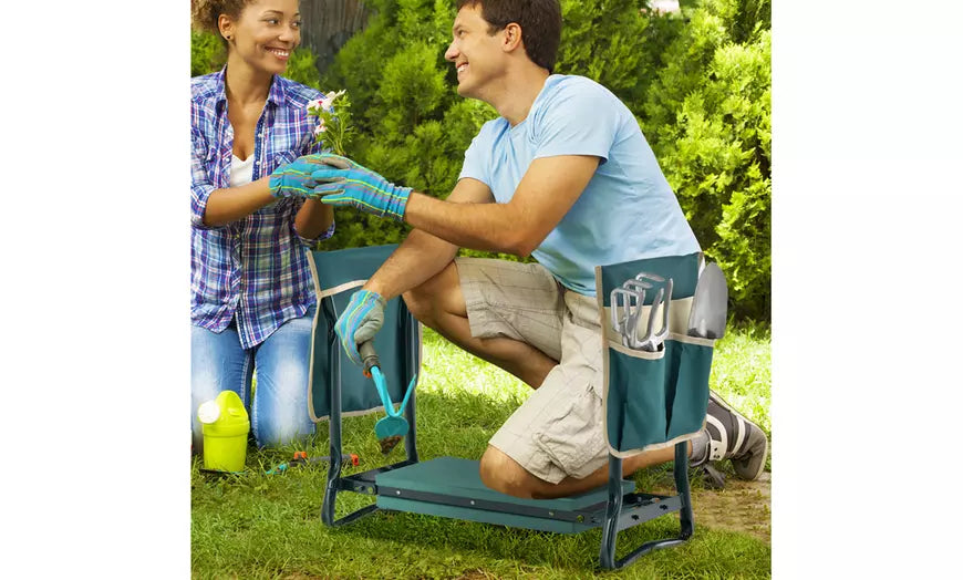Costway Folding Garden Kneeler and Seat Bench w/2 Bonus Tool