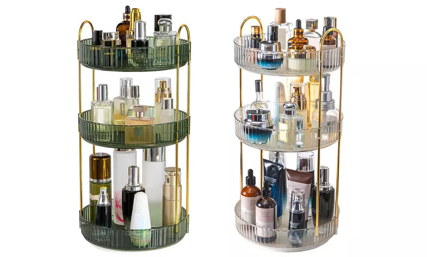 NewHome 3-Tier 360-Degree Rotating Makeup Perfume Cosmetics Storage Organizer