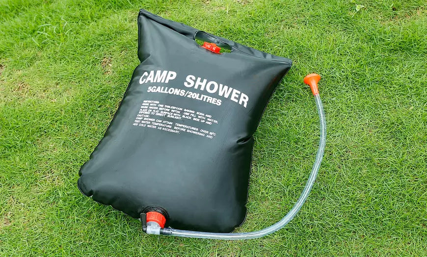 LakeForest 5 Gallon/20L Solar Heated Shower Water Bag w/ Hose & Shower Head