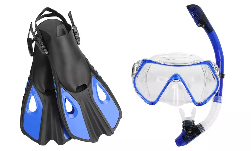 CoolWorld Snorkel Mask Fin Snorkeling Set w/ Dive Mask Dry Top Snorkel Swim Fins