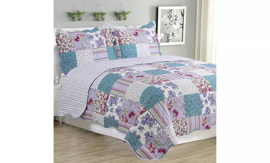 Melissa & Kim - 3 Piece Reversible Quilt Bedspread Set - Assorted