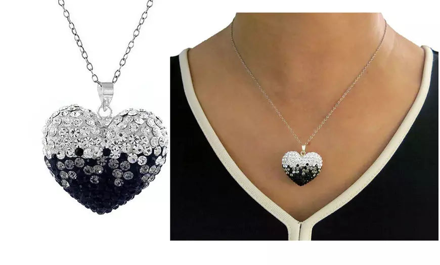 Sterling Silver Bubble Heart Necklace With Crystals From Swarovski