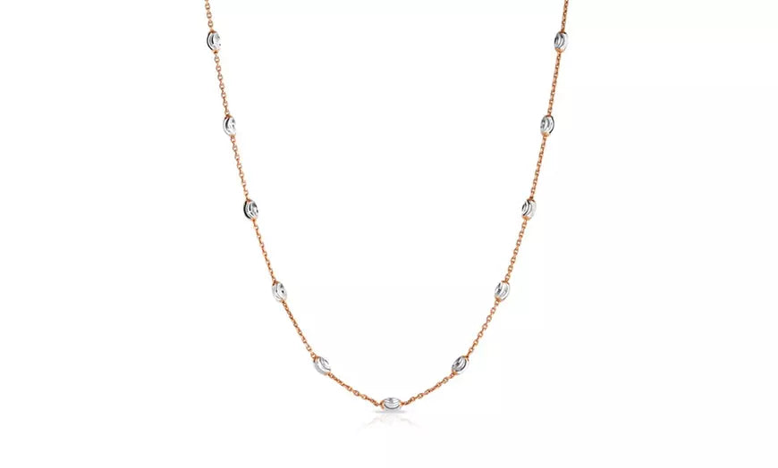 Italian Sterling Silver 2 Tone Station Necklace in 18k Gold or 18k Rose Gold