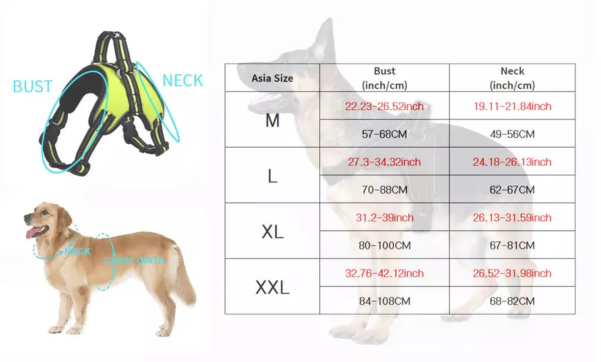 Oxford Dog Harness Reflective Fluorescent Adjustable Vest Outdoor Walking
