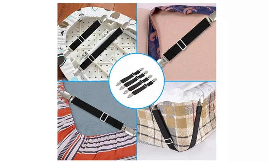 4 PCS Triangle Suspenders Gripper Holder Straps Clip for Bed Sheets Mattress