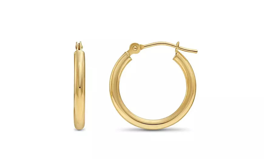 High-Polish Hoop Earrings in 14K Gold Bonded by Moricci