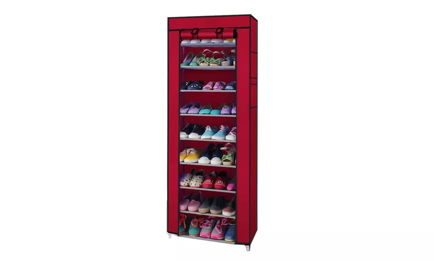 10-Tier Home Nonwoven Vertical Shoe Rack Organizer with Cover