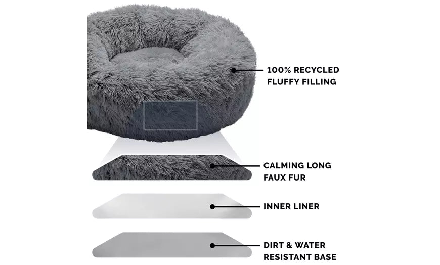FurHaven Calming Cuddler Long Fur Donut Dog Bed