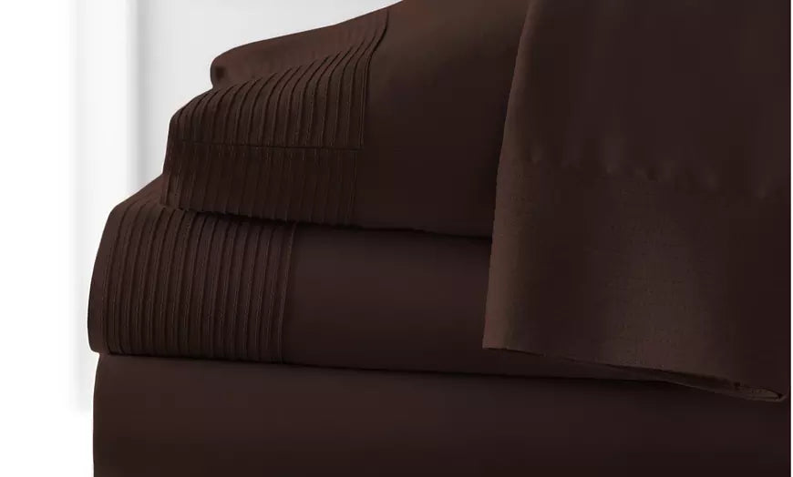 Premium Collection Double Brushed Extra Deep Pocket Pleated Sheet Set