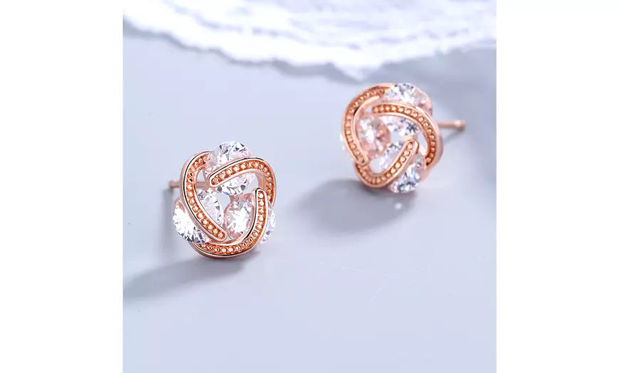 18K White Gold Floating Stones Caged Earrings with crystals from Swarovski