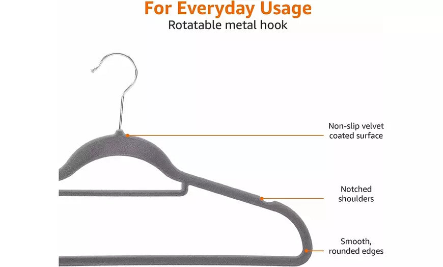 Amazon Basics Hangers 30 Pack or 90 Pack: Velvet Hangers Non-Slip Heavy Duty
