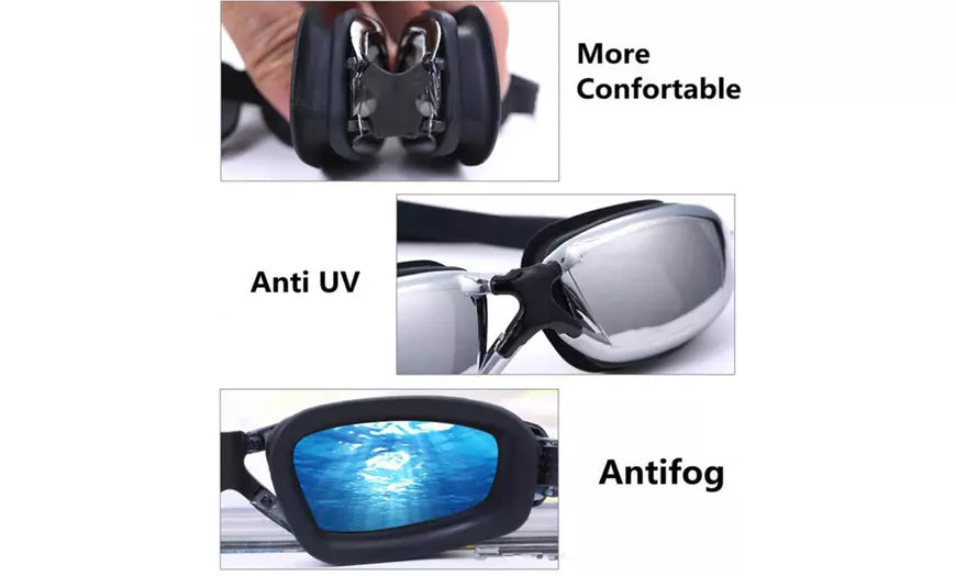 Swim Goggles,Adjustable Swimming Goggles No Leaking Anti Fog UV Protection