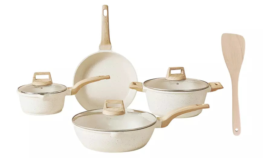 NewHome Non-Stick Granite Cookware Set Kitchen Induction Pots Pans Set (8-Piece)