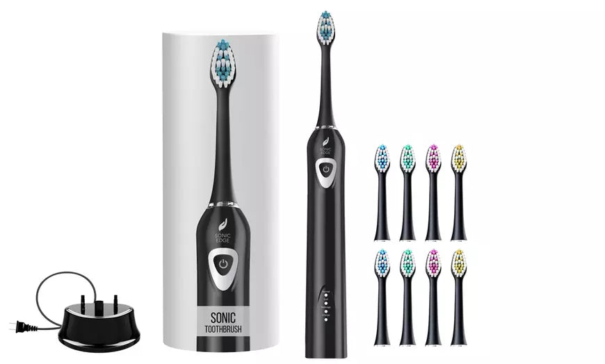 Sonic Edge Electric Toothbrush with 3 Modes, Smart Timer and 8 Brush Heads
