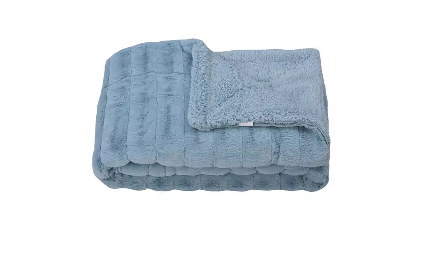 Ultra Soft 60x80 Reversible Ribbed Sherpa Throw Blanket
