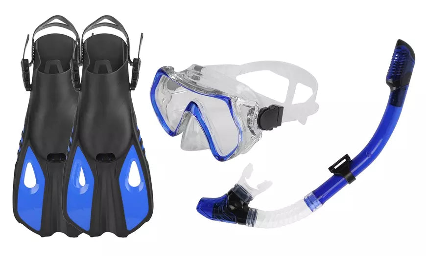 CoolWorld Snorkel Mask Fin Snorkeling Set w/ Dive Mask Dry Top Snorkel Swim Fins