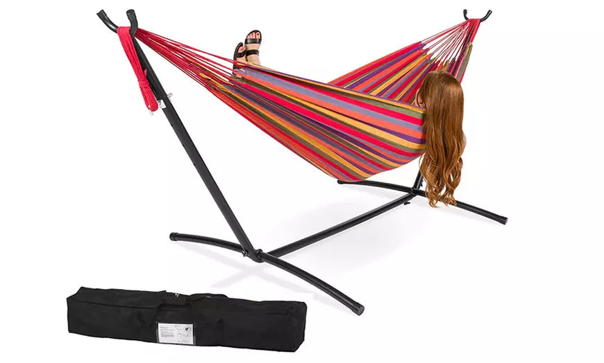 Outdoor Double Person Woven Cotton Hammock With Or Without Stand