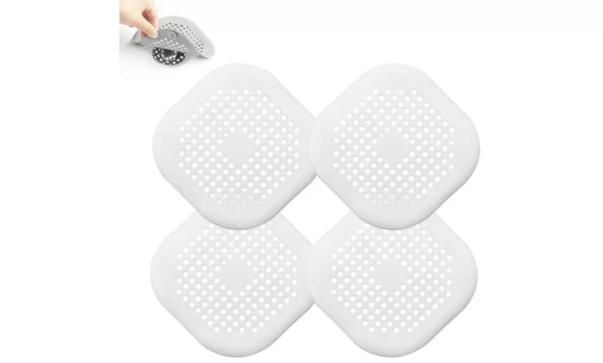 Square Hair Drain Cover for Shower Silicone Hair Stopper with Suction Cup