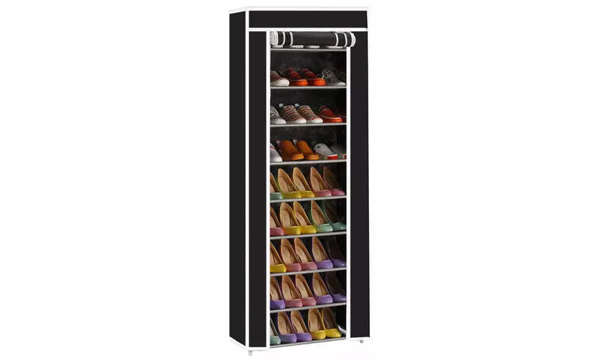 10-Tier Home Nonwoven Vertical Shoe Rack Organizer with Cover