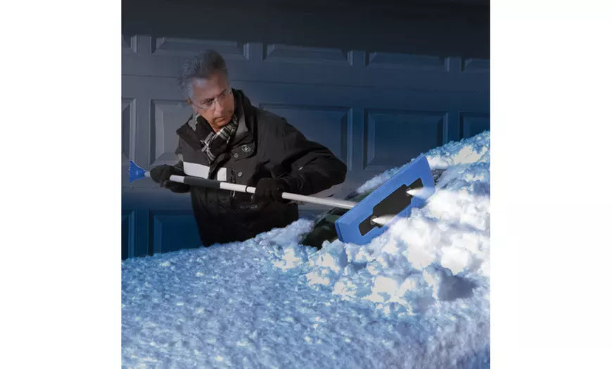 Snow Joe LED Lighted 4-In-1 Telescoping Snow Broom & Ice Scraper