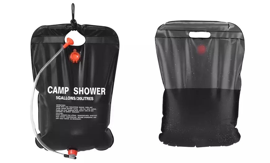 LakeForest 5 Gallon/20L Solar Heated Shower Water Bag w/ Hose & Shower Head