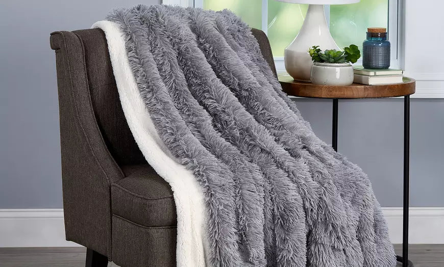 Oversized Faux Rabbit Fur Throw Blanket. Multiple Colors Available.