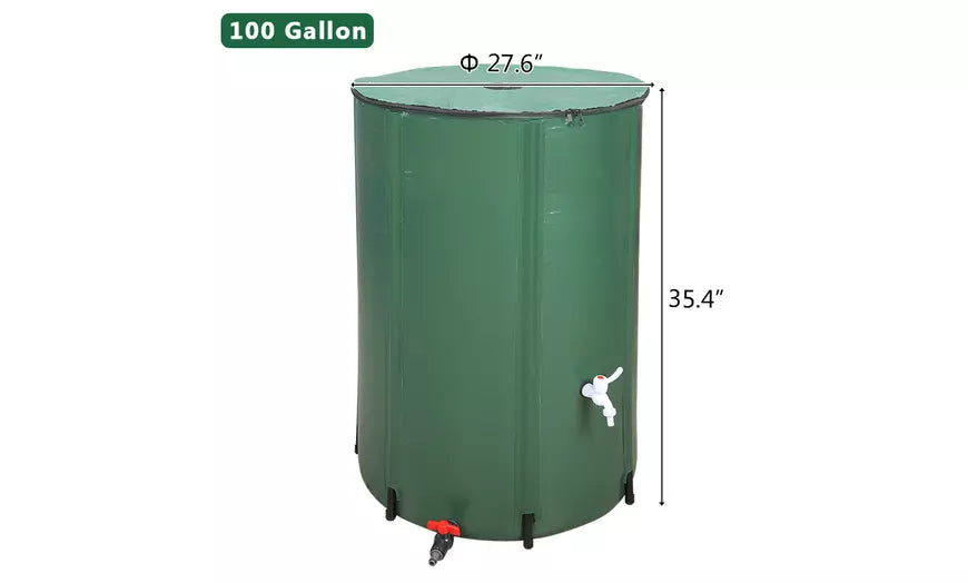 50/66/100 Gallon Folding Rain Barrel Water Collector Green