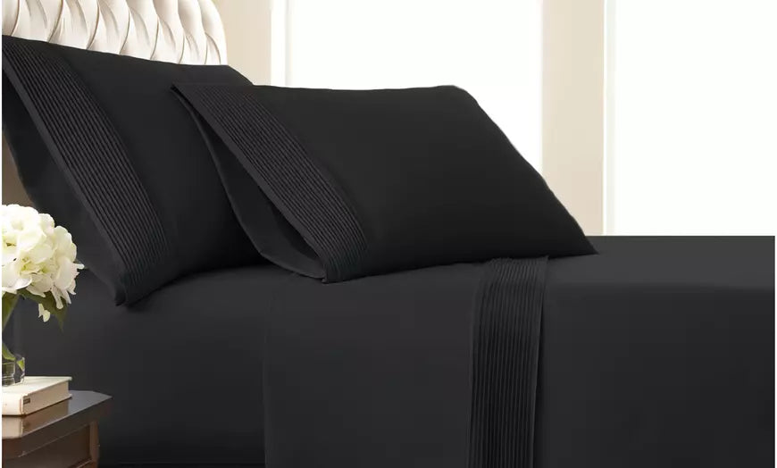 Premium Collection Double Brushed Extra Deep Pocket Pleated Sheet Set