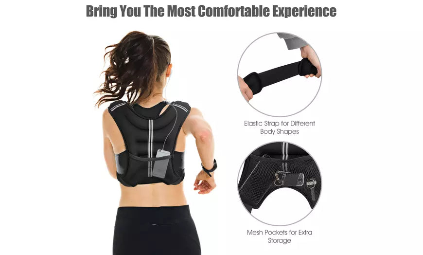 Costway 12LBS/20LBS Workout Weighted Vest Mesh Bag Adjustable Buckle Fitness