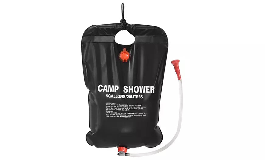 LakeForest 5 Gallon/20L Solar Heated Shower Water Bag w/ Hose & Shower Head