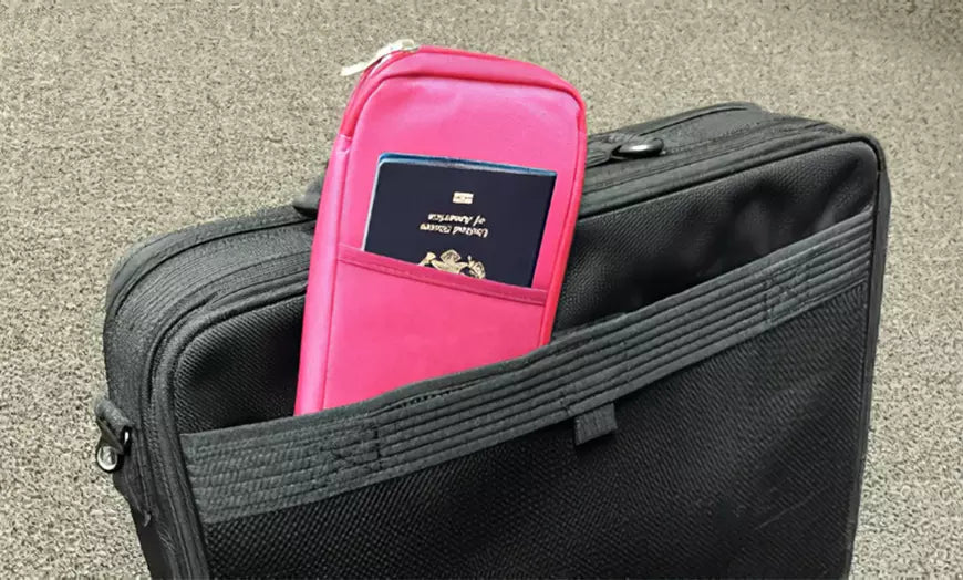 Travel Passport Wallet & Document Holder Zippered Organizer Travel Case