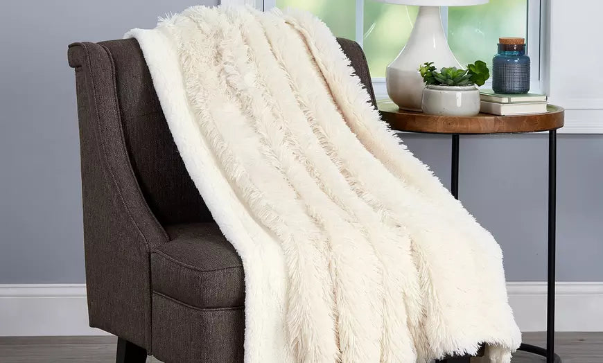 Oversized Faux Rabbit Fur Throw Blanket. Multiple Colors Available.