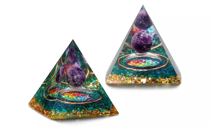 Amethyst Crystal Sphere Orgone Pyramid Chakra Energy Stone