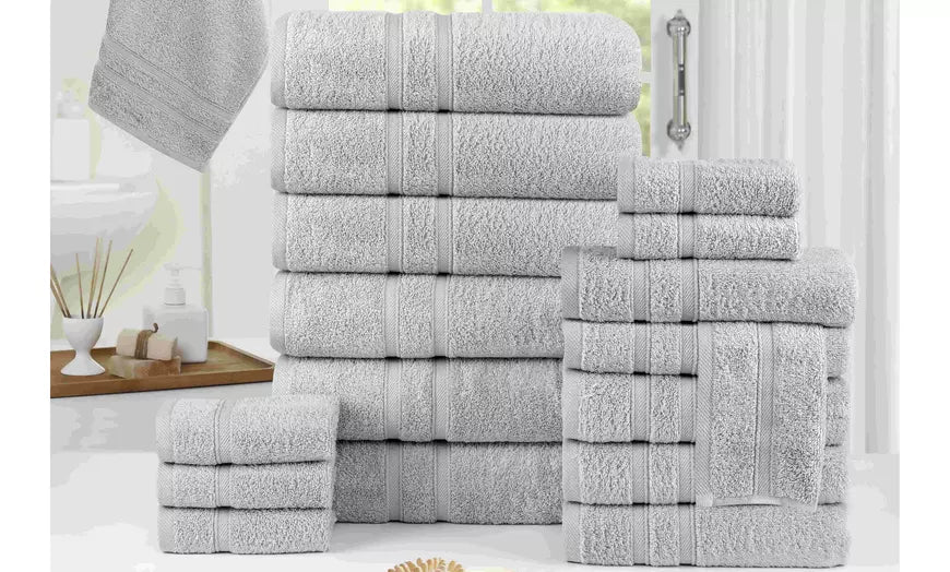 Bibb Home 18 Piece Zero Twist Egyptian Cotton Towel Set