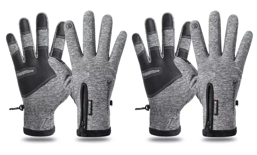 2 Pack Mens Winter Warm Gloves Waterproof Touch Screen Gloves for Outdoor