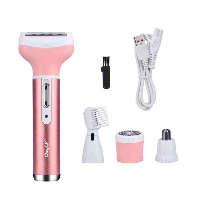 KEMEI Women's 4-In-1 Electric Cordless Rotary Shaver Razor Trimmer Grooming Kit